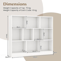 8/10 Cube 3-Tier Bookshelf Storage Organizer Wood Display Shelf Living Room