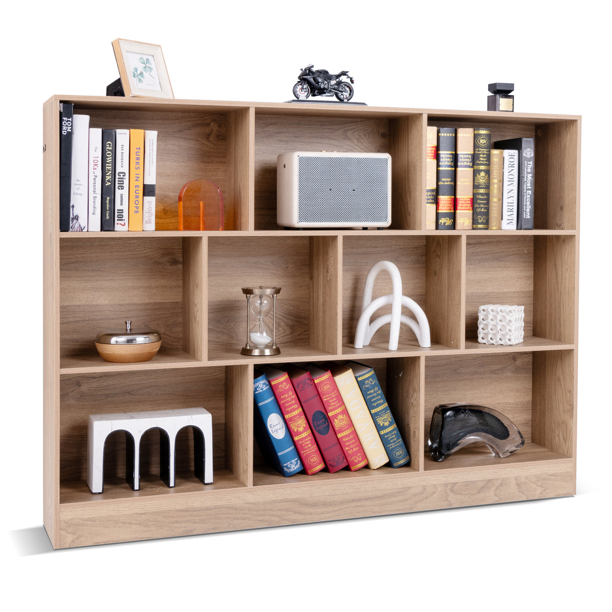 8/10 Cube 3-Tier Bookshelf Storage Organizer Wood Display Shelf Living Room