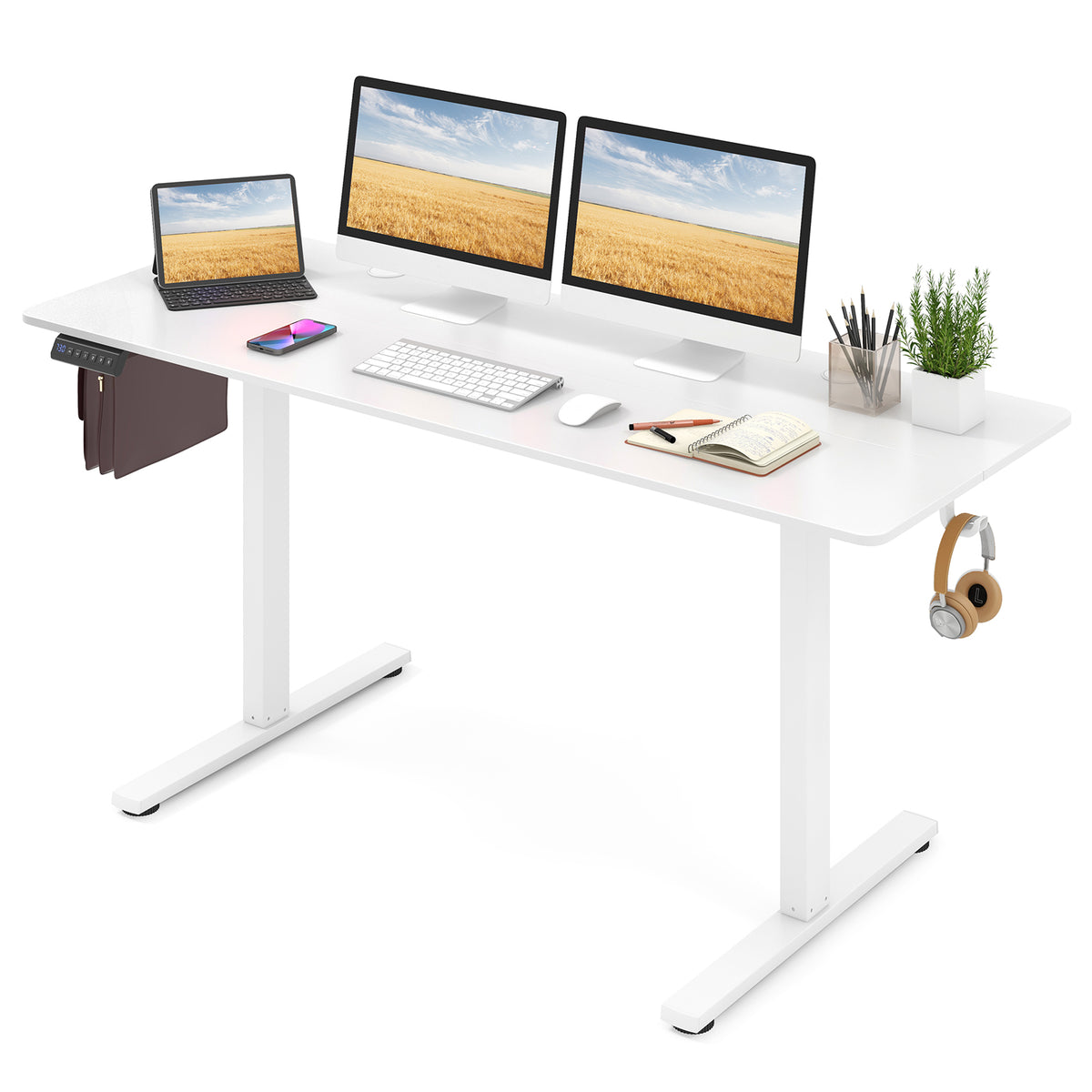 Electric Standing Desk 160 x 60 cm Large Sit Stand Desk w/ 3 Memory Heights