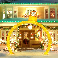 313cm Christmas Pre-Lit Arch with Gold Ornament Cap for Yard