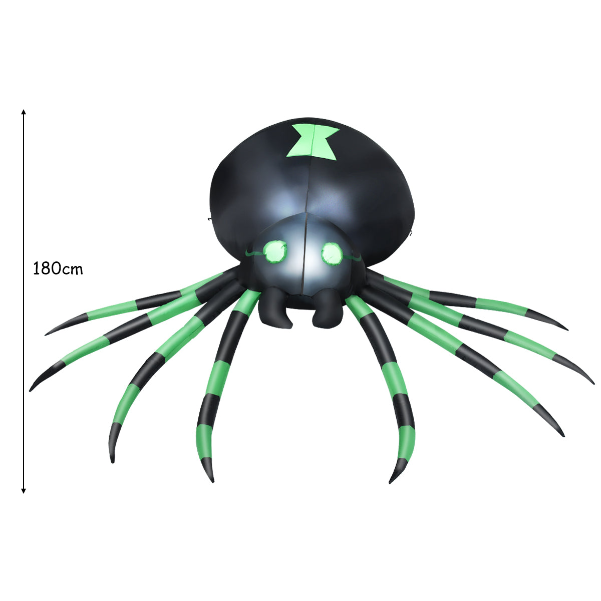 1.8M Halloween Inflatable Spider w/ LED Lights & Powerful Blower