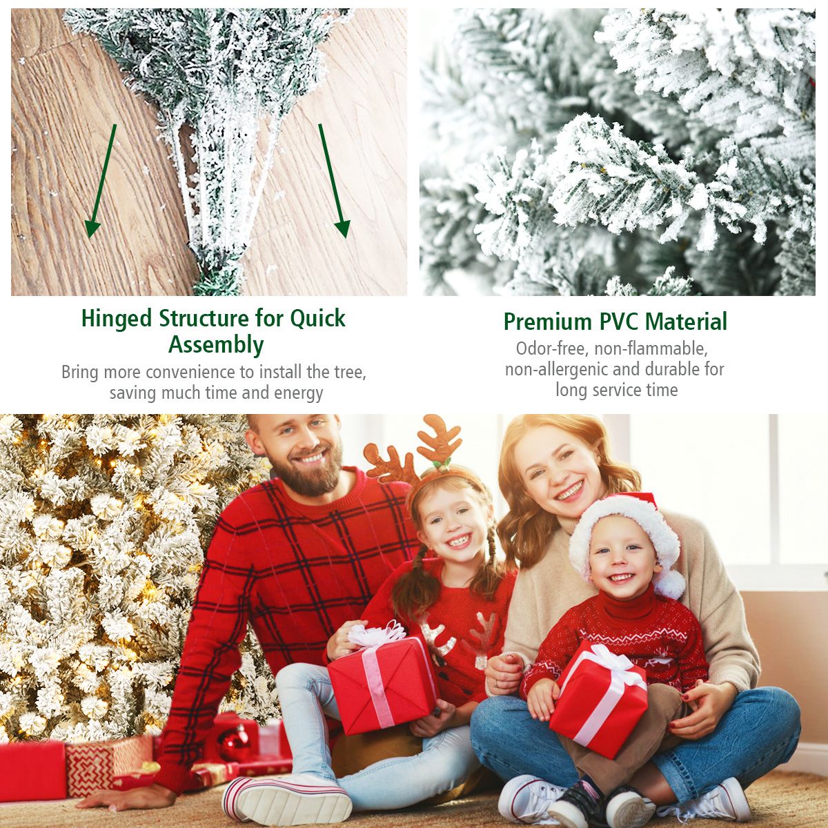 1.8/2.25/2.8M Christmas Tree with Branch Tips and LED Lights
