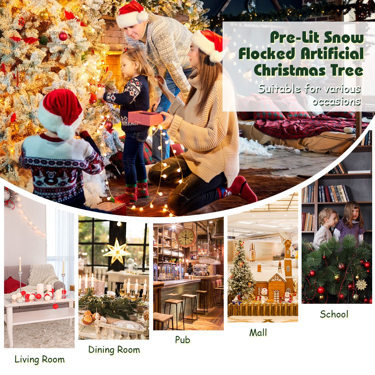 1.8/2.25/2.8M Christmas Tree with Branch Tips and LED Lights
