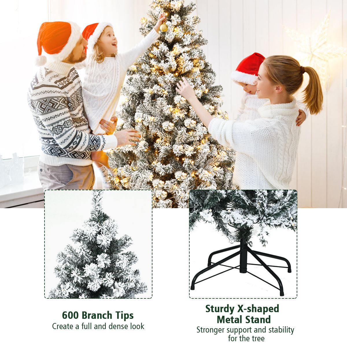 1.8/2.25/2.8M Christmas Tree with Branch Tips and LED Lights