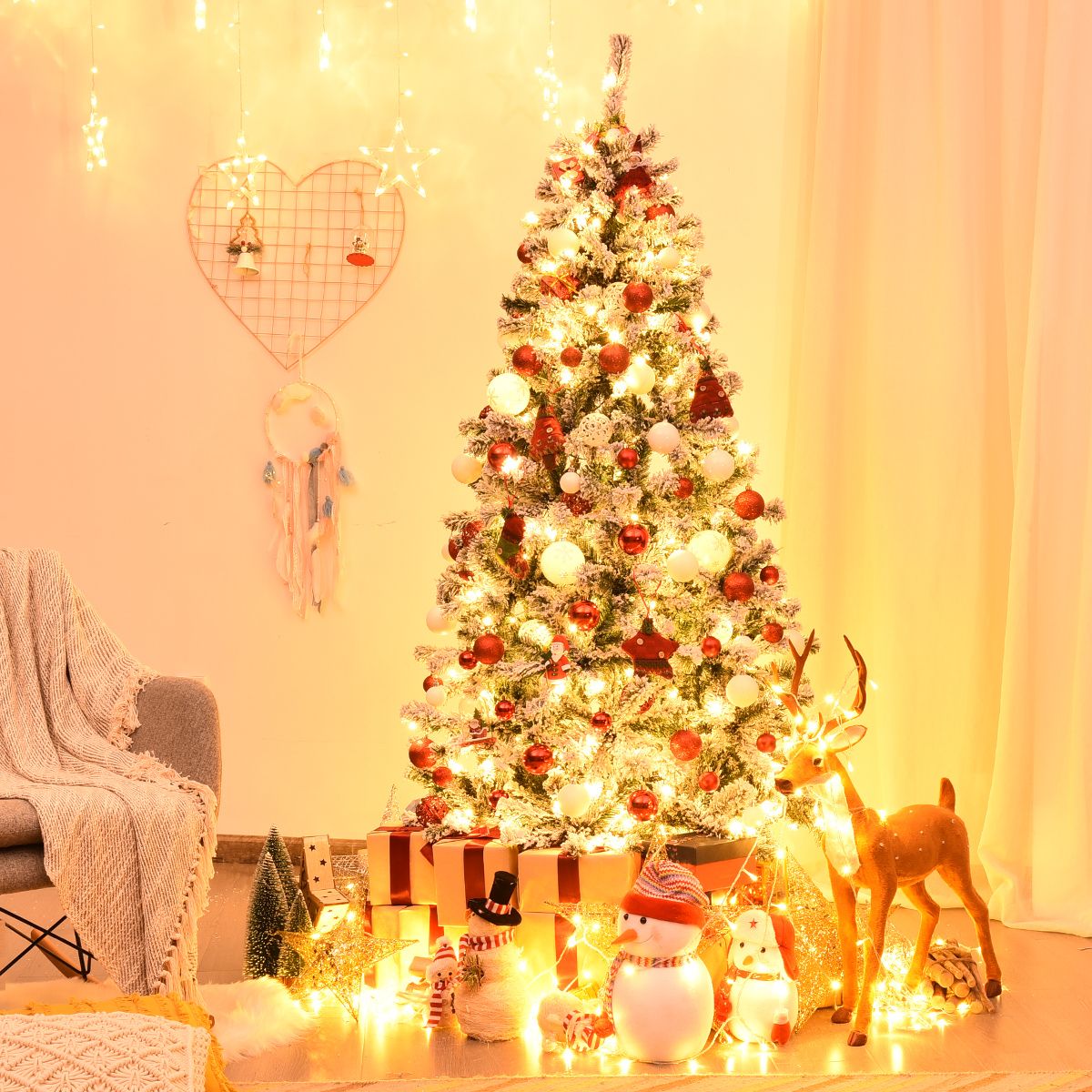 1.8/2.25/2.8M Christmas Tree with Branch Tips and LED Lights