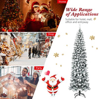 Slim Snow Flocked Christmas Tree for Home Decoration & Gift