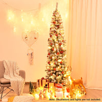 Slim Snow Flocked Christmas Tree for Home Decoration & Gift