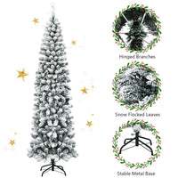 Slim Snow Flocked Christmas Tree for Home Decoration & Gift