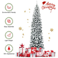 Slim Snow Flocked Christmas Tree for Home Decoration & Gift