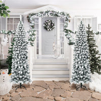 Slim Snow Flocked Christmas Tree for Home Decoration & Gift