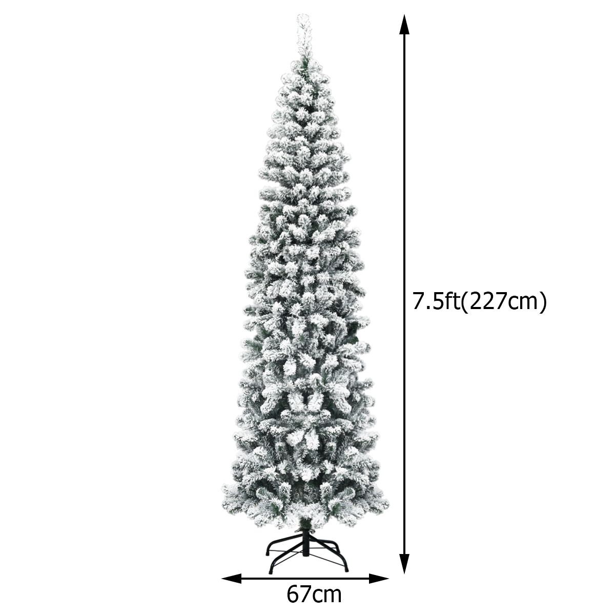 Slim Snow Flocked Christmas Tree for Home Decoration & Gift