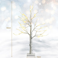 0.6/1.2/1.5/1.8 M Artificial Twig Birch Tree with 48/72/96 Warm White LED Lights for Christmas