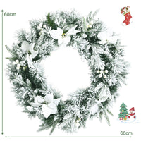 2.8 M Pre-Lit Flocked Christmas Garland & 60 cm Christmas Wreath