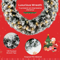 270CM Flocked Christmas Rattan & 61CM Christmas Wreath for Decoration