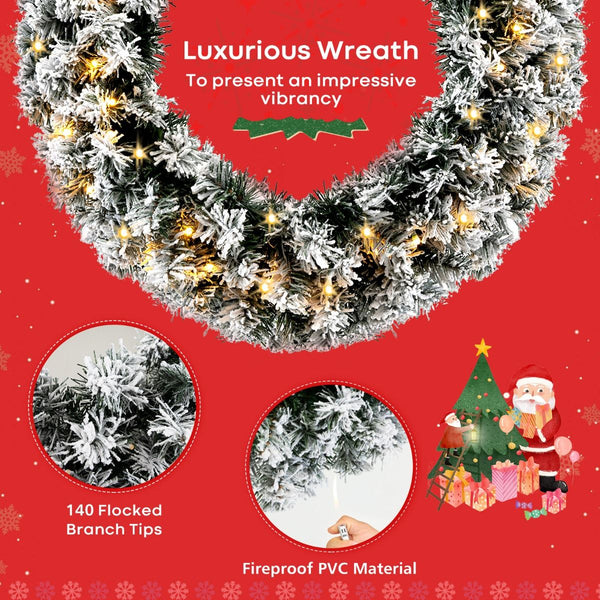 270CM Flocked Christmas Rattan & 61CM Christmas Wreath for Decoration