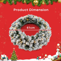 270CM Flocked Christmas Rattan & 61CM Christmas Wreath for Decoration