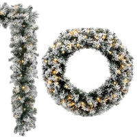 270CM Flocked Christmas Rattan & 61CM Christmas Wreath for Decoration