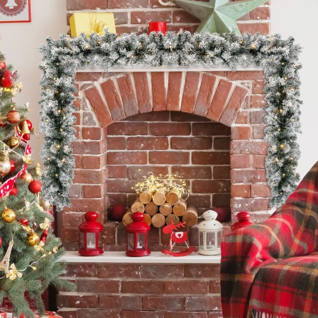 270CM Flocked Christmas Rattan with Timer & LED Lights for Mantle