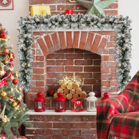 270CM Flocked Christmas Rattan with Timer & LED Lights for Mantle
