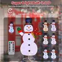 180 CM Lighted Christmas Snowman with Metal Stand and 200 Colorful LED Lights