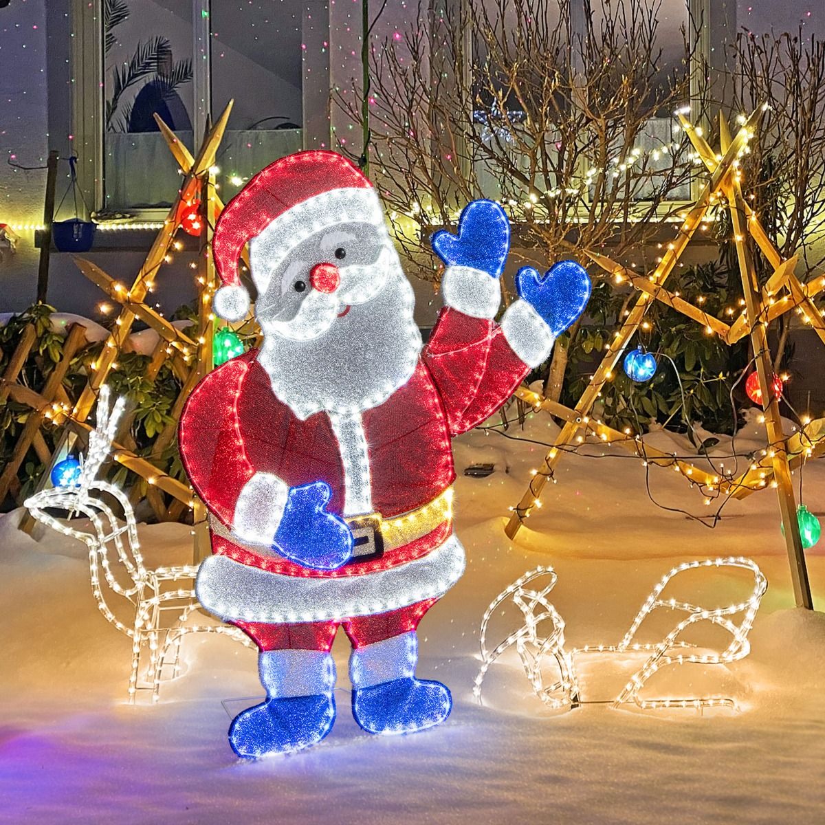 Lighted Santa Claus Christmas with 6 Lighting Modes for Decoration