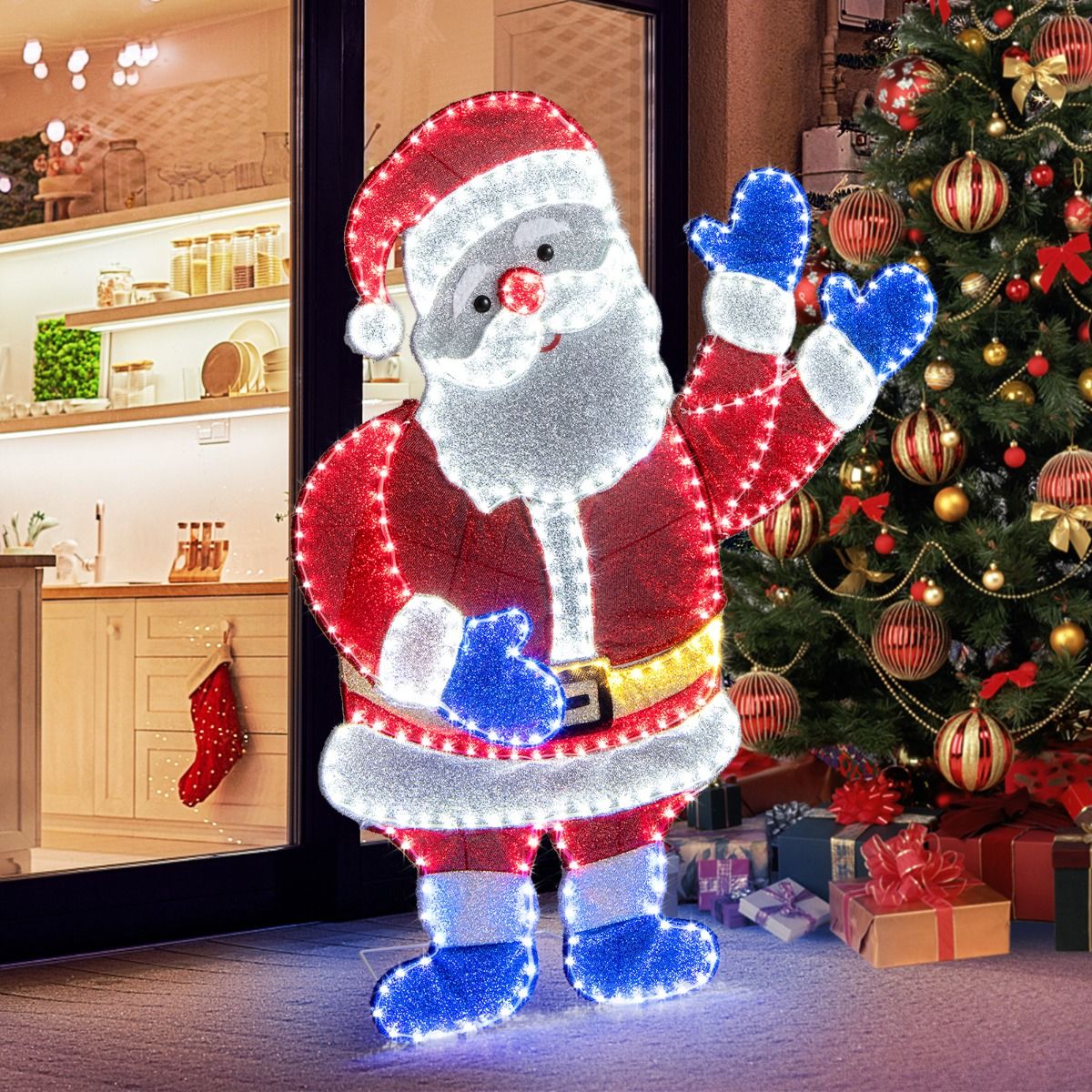 Lighted Santa Claus Christmas with 6 Lighting Modes for Decoration