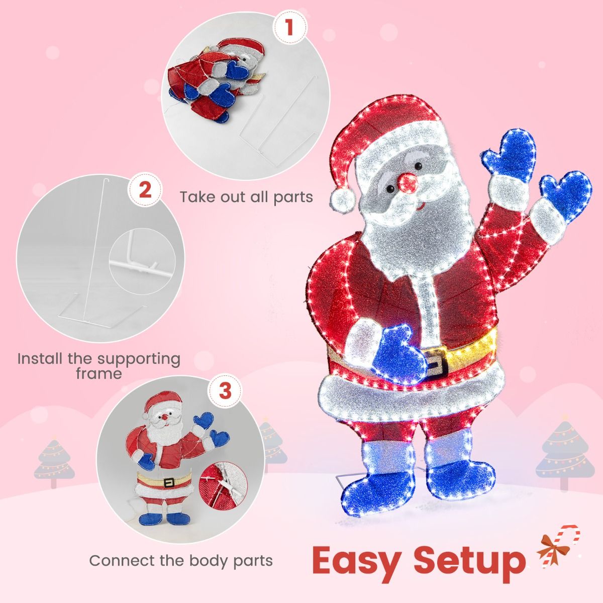 Lighted Santa Claus Christmas with 6 Lighting Modes for Decoration