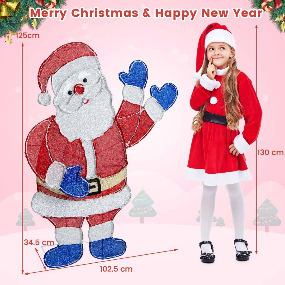 Lighted Santa Claus Christmas with 6 Lighting Modes for Decoration