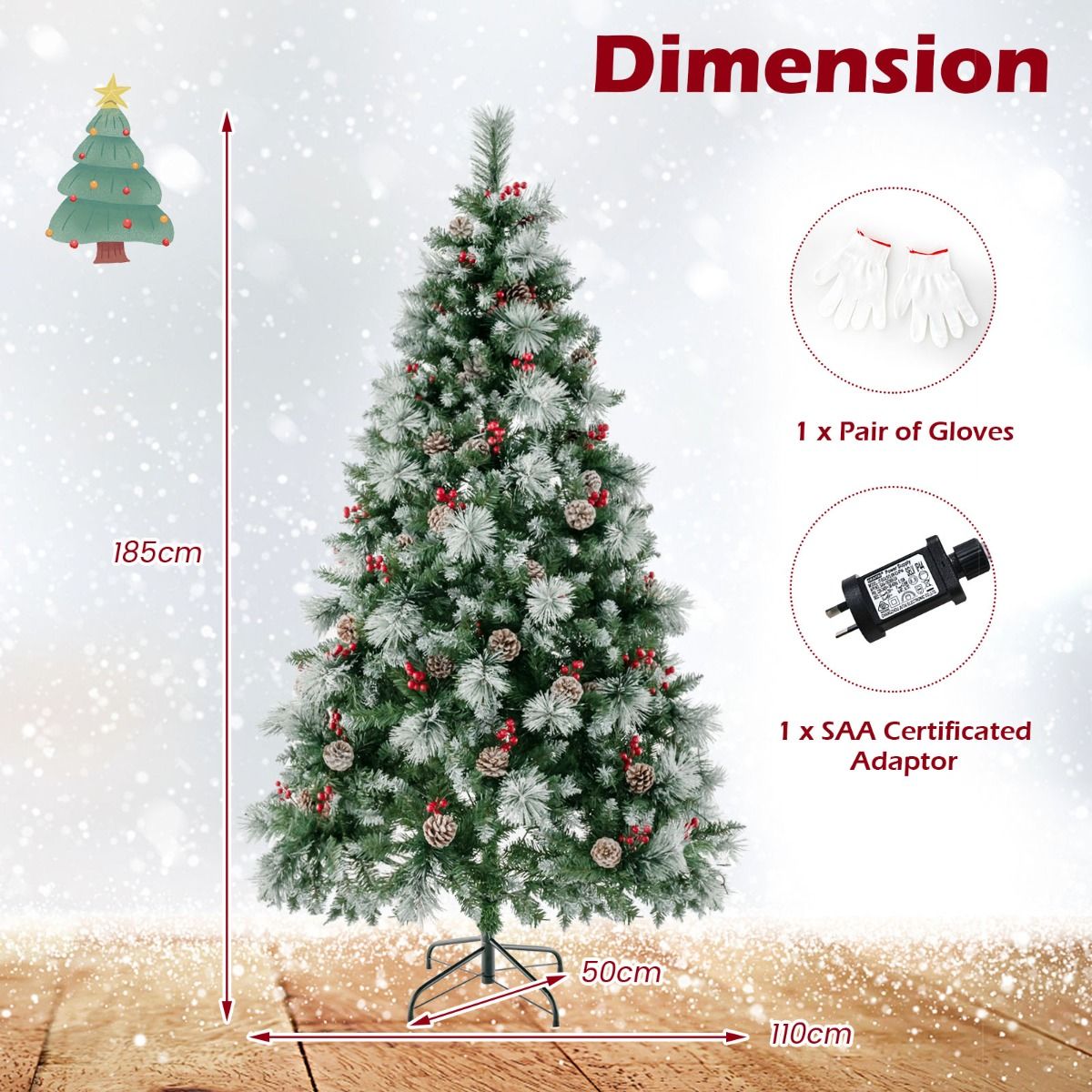 1.85M Pre-Lit Christmas Tree with Pine Needle