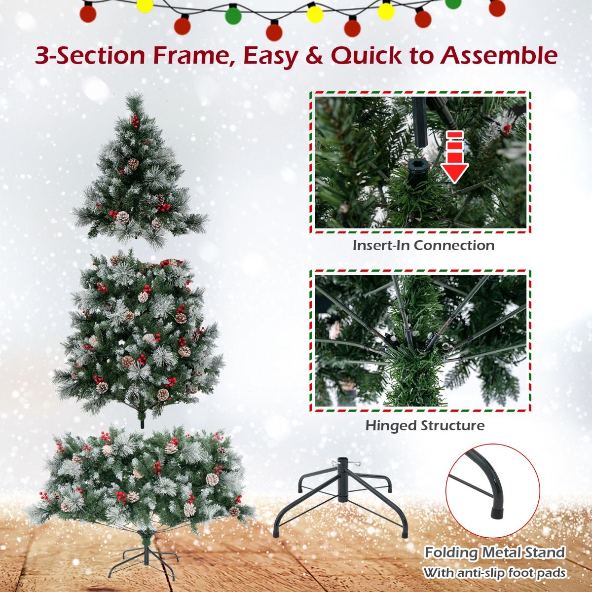 1.85M Pre-Lit Christmas Tree with Pine Needle