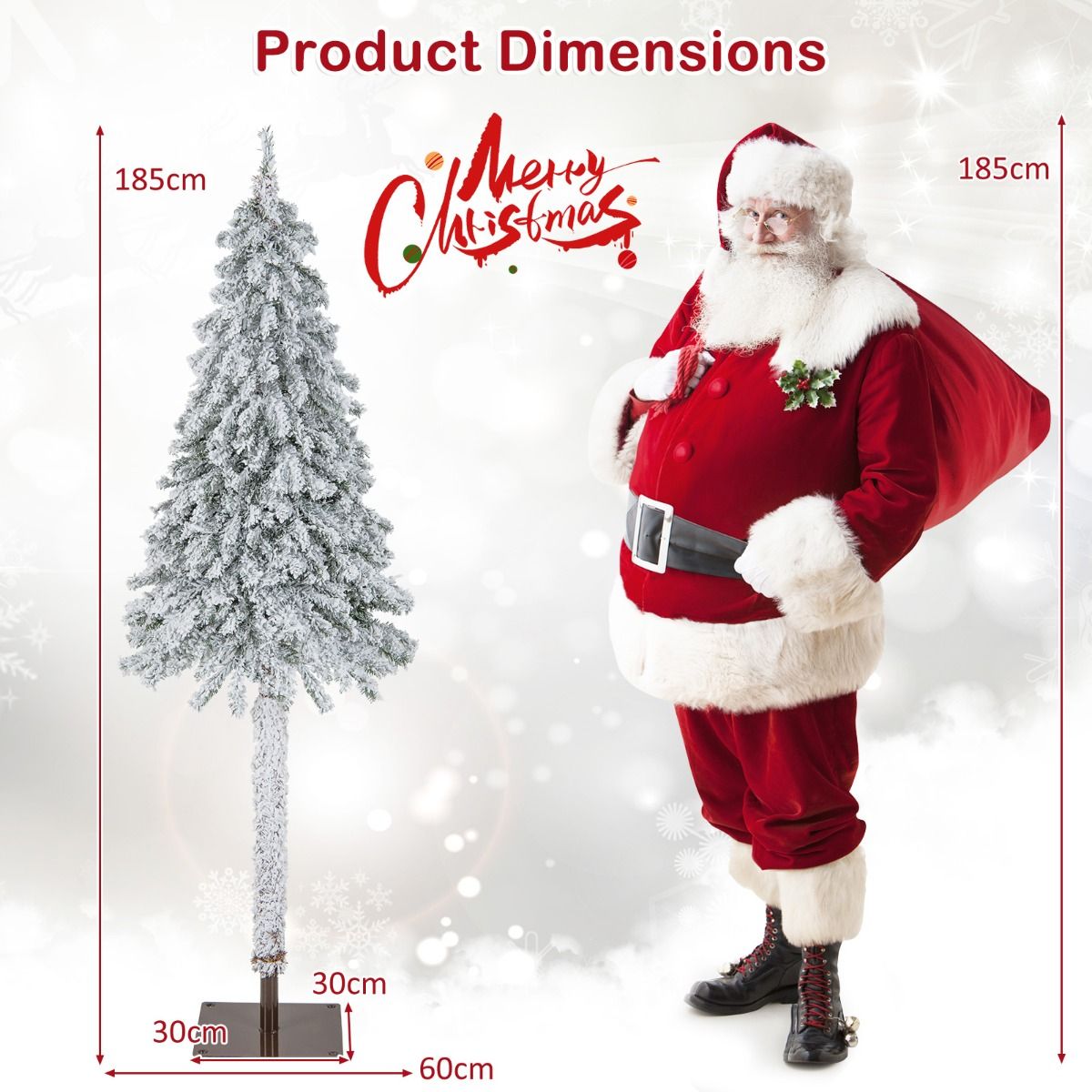 185CM Pre-Lit Artificial Christmas Tree with 442 Branch Tips