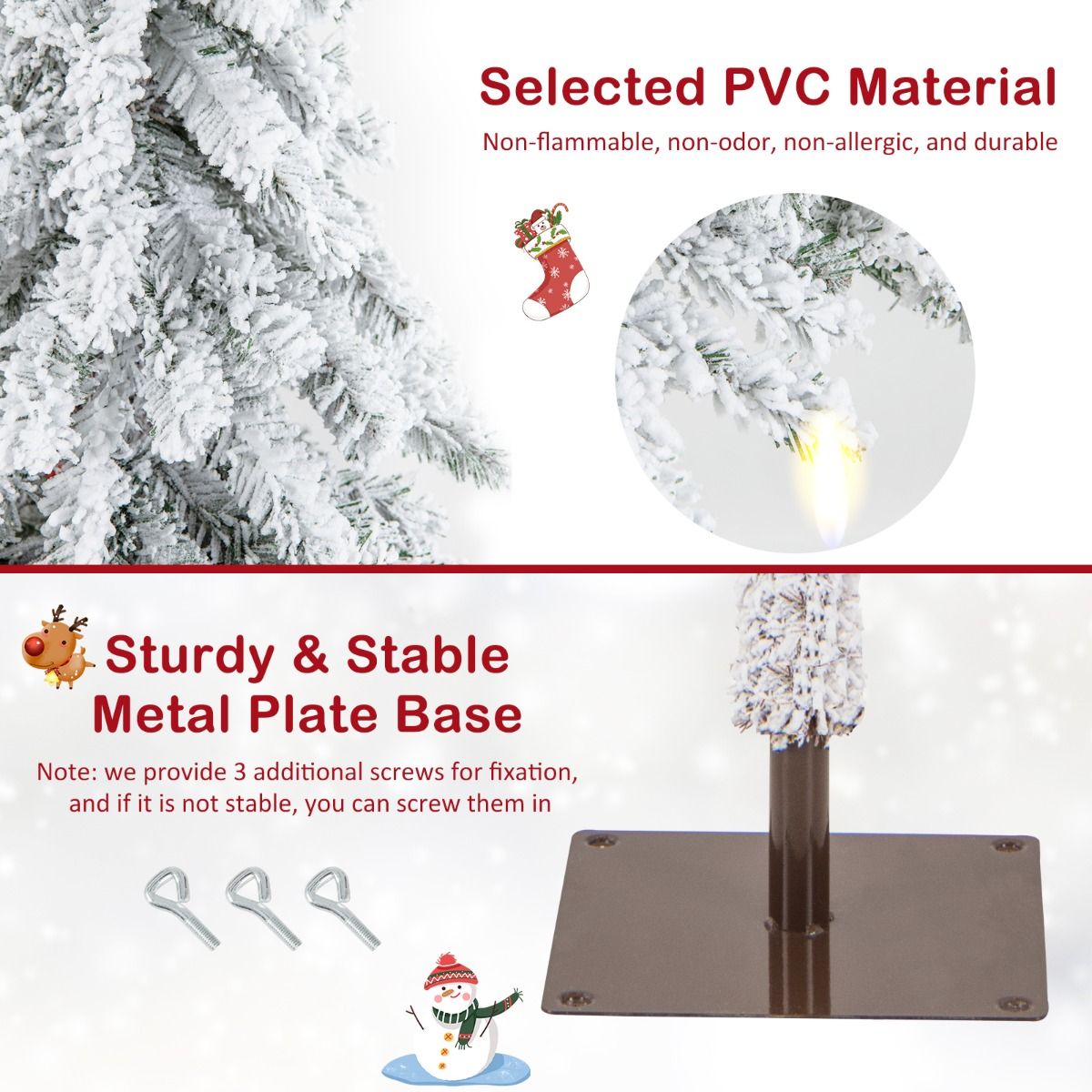 185CM Pre-Lit Artificial Christmas Tree with 442 Branch Tips