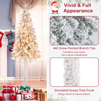 185CM Pre-Lit Artificial Christmas Tree with 442 Branch Tips