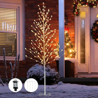 155/186 CM Lighted Birch Tree, Artificial Christmas Twig Tree with 168/200 Warm-White LED Lights