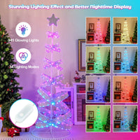 210 cm Outdoor Spiral Christmas Tree with 341 LED Lights for Party/Home Decoration