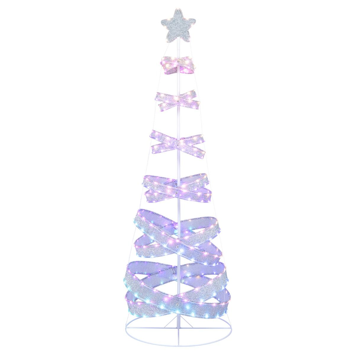 210 cm Outdoor Spiral Christmas Tree with 341 LED Lights for Party/Home Decoration