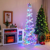 210 cm Outdoor Spiral Christmas Tree with 341 LED Lights for Party/Home Decoration