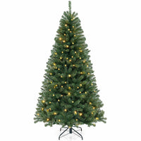 1.8/2.1/2.4M Pre-Lit Christmas Tree Artificial Xmas Decor w/8 Lighting Modes