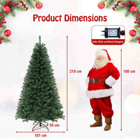 1.8/2.1/2.4M Pre-Lit Christmas Tree Artificial Xmas Decor w/8 Lighting Modes