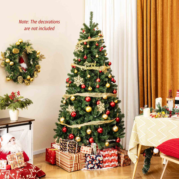 1.8/2.1/2.4M Pre-Lit Christmas Tree Artificial Xmas Decor w/8 Lighting Modes