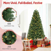 1.8/2.1/2.4M Pre-Lit Christmas Tree Artificial Xmas Decor w/8 Lighting Modes