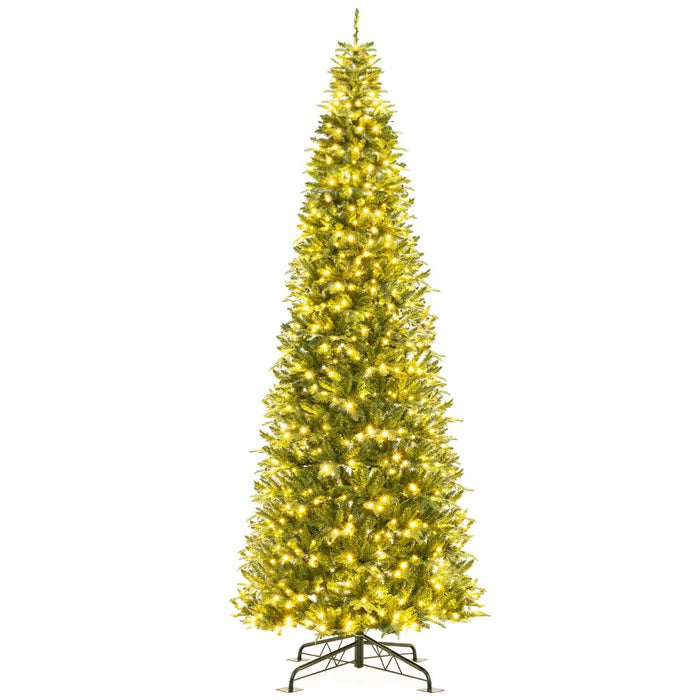 3.6M Tall Prelit Hinged Artificial Christmas Tree with 2517 PVC PE Branch Tips and 8 Expansion Screws
