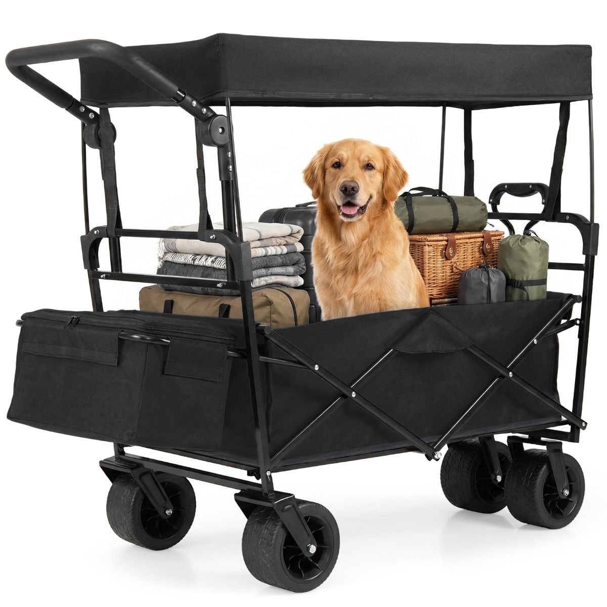 Collapsible Wagon with Removable Canopy and Adjustable Handles