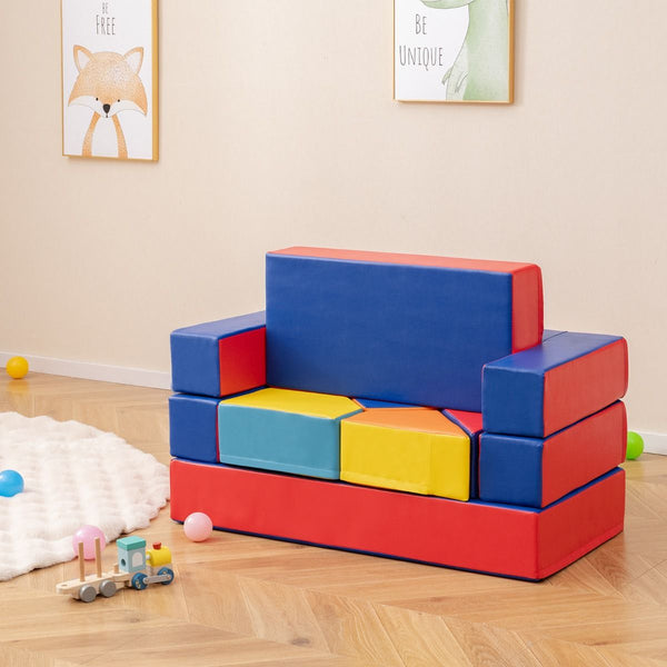 4-In-1 Multi-functional Combination Sofa Set with Durable PU Surface for Kids