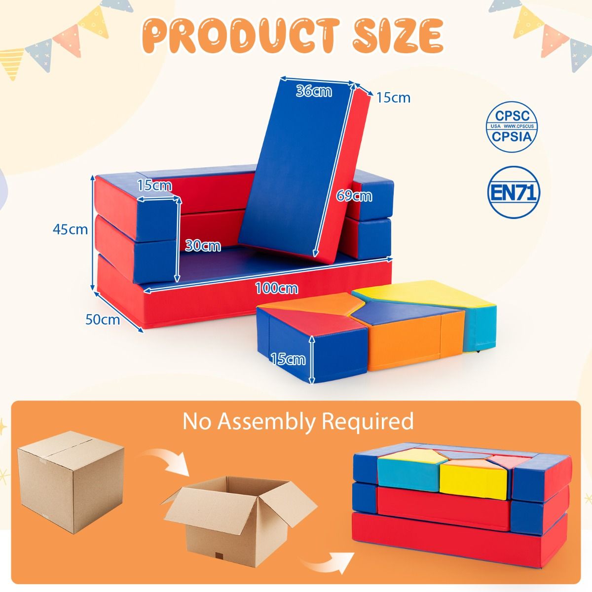 4-In-1 Multi-functional Combination Sofa Set with Durable PU Surface for Kids