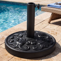 Concrete Patio Umbrella Base 12kg Heavy-duty Round with Adjustable Knob