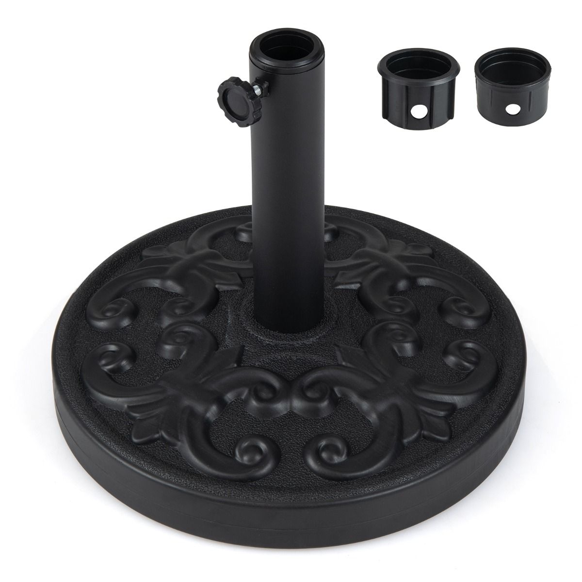 Concrete Patio Umbrella Base 12kg Heavy-duty Round with Adjustable Knob