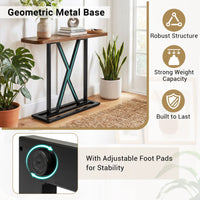 100 cm Rectangular Console Table with Geometric Metal Frame