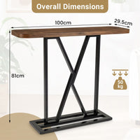 100 cm Rectangular Console Table with Geometric Metal Frame