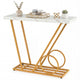 39.5" Modern Faux Marble Console Table with Cart-inspired Design